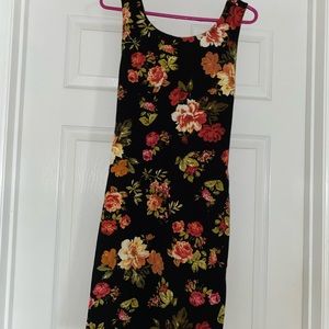Black pink flower dress